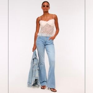 Abercrombie & Fitch Curve Love Ultra High Rise Flare In Light Wash